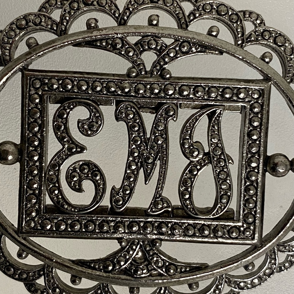 Vintage Miriam Haskell Brooch Emj Initials - image 7